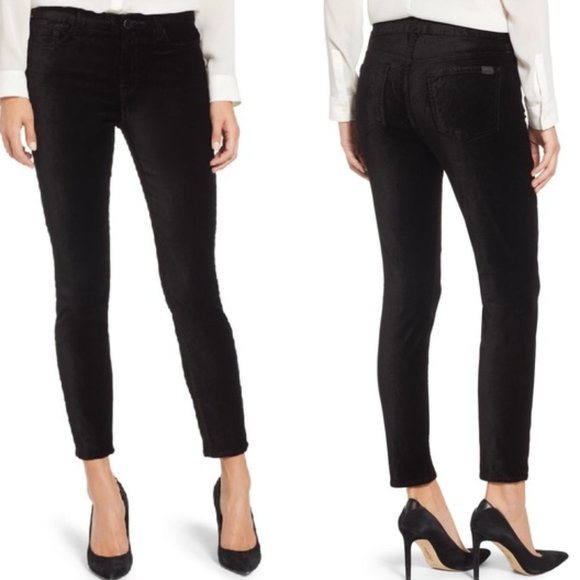 7 For All Mankind Denim - 7 for all mankind high waist ankle skinny velvet stretch Jeans Black SZ 32 NWT